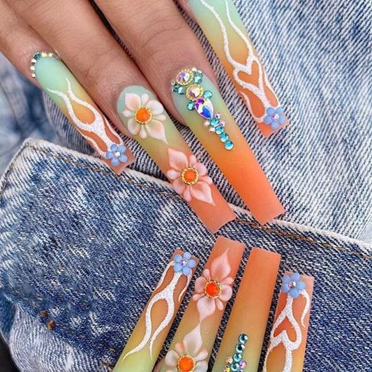 【C02】BKS1936 Gradient Flame Nail Patch [Jelly Gel]
